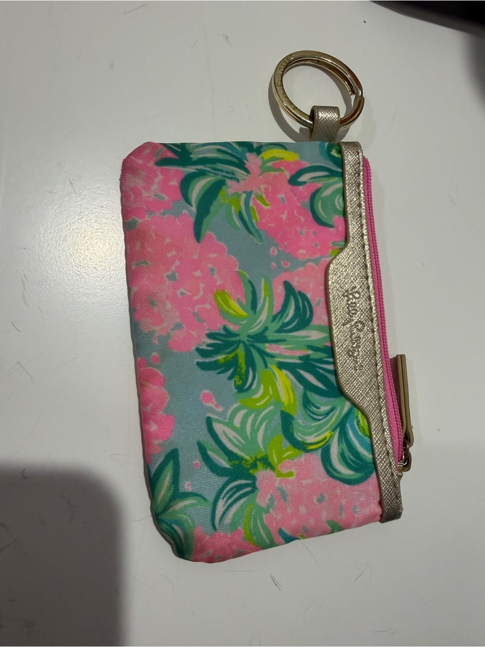 Lilly Pulitzer Pink & Aqua Floral ID Card Key Pouch